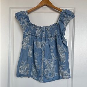 Old Navy Blue Floral Blouse